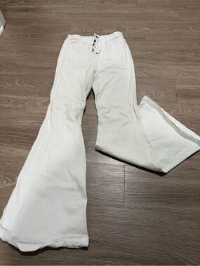 Cello White Flare Jeans with Lace-Up Waist
